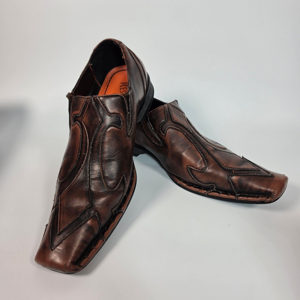 Robert Wayne R-Ramone Loafers Mens 9.5 Brown Leather Square Toe Dress Shoes